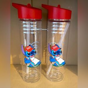 Disney  Angels Baseball D23 Stitch water Bottles- Red and Blue